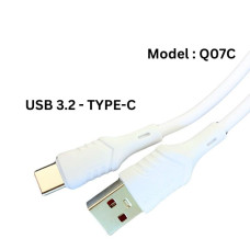 Кабел Pavareal Q07C USB Type-C, 5A, 1m – Бял – 6976077830564