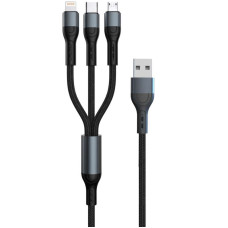 Кабел Pavareal Q01 3в1 USB, 120W, 1.2m – Черен – 6971214862248