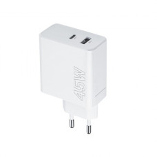 Зарядно устройство Maxlife MXTC-07-45AC PD QC, адаптер 45W 1x USB-C 1x USB-A,220V, Бяло Зарядно устройство Maxlife MXTC-07-45AC PD QC, адаптер 45W 1x USB-C 1x USB-A,220V, Бяло