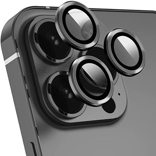 Стъклен протектор с метални рингове за задна камера MBX за Apple iPhone 14 Pro, 14 Pro Max, Черен Стъклен протектор с метални рингове за задна камера MBX за Apple iPhone 14 Pro, 14 Pro Max, Черен