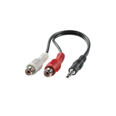 Аудио кабел VALUE, 3.5 mm жак мъжко – 2 x Чинч мъжко, 0.2 m, Стерео, Черен