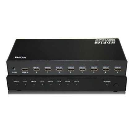 HDMI сплитер VCom, DD418A, 1 вход към 8 изхода (1x8), Поддръжка на Full HD, Черен